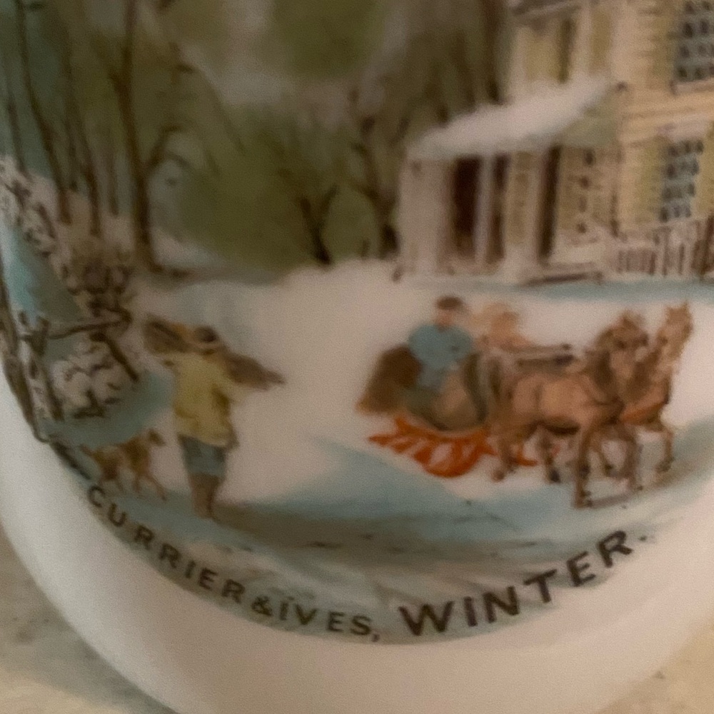 Currier & Ives. Winter Mugs. . Set of 4. Never Used. Vintage. Japan. - Picture 6 of 11
